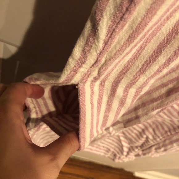 Madewell Stripe-play Button Back Tee Mini Dress Short Sleeve Linen Blend - Picture 6 of 9